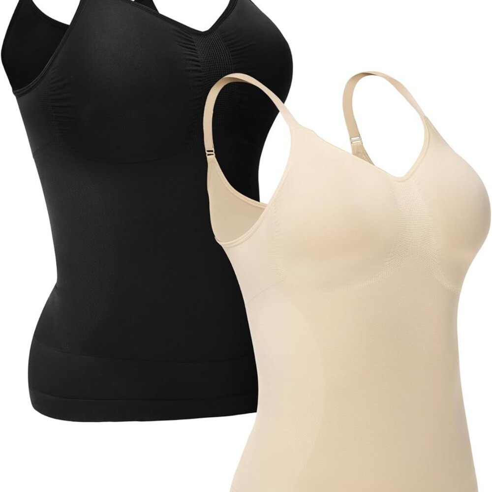 Compression Tank Tops for Women, High Shaping Scoop & V-Neck Cami, Shapewear Tum